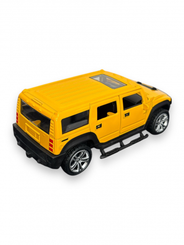 Macheta Hummer, din Metal, cu Lumini si Sunete realistice de Motor si Alarma, cu Functie Pull-Back, cu Functie de Deschidere a Usilor - Galben [4]