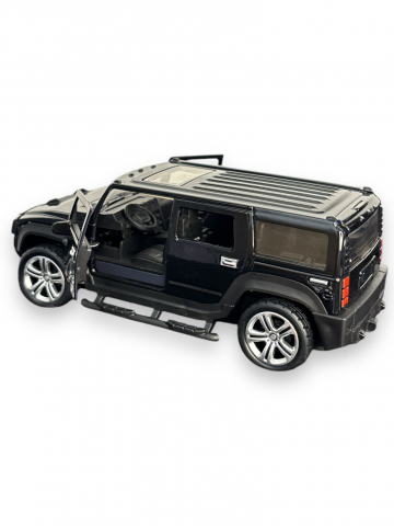 Macheta Hummer, din Metal, cu Lumini si Sunete realistice de Motor si Alarma, cu Functie Pull-Back, cu Functie de Deschidere a Usilor - Negru [5]