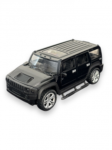 Macheta Hummer, din Metal, cu Lumini si Sunete realistice de Motor si Alarma, cu Functie Pull-Back, cu Functie de Deschidere a Usilor - Negru [2]