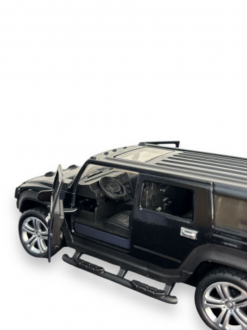 Macheta Hummer, din Metal, cu Lumini si Sunete realistice de Motor si Alarma, cu Functie Pull-Back, cu Functie de Deschidere a Usilor - Negru [4]