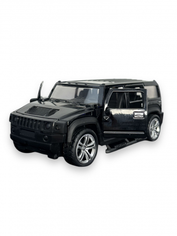 Macheta Hummer, din Metal, cu Lumini si Sunete realistice de Motor si Alarma, cu Functie Pull-Back, cu Functie de Deschidere a Usilor - Negru [7]