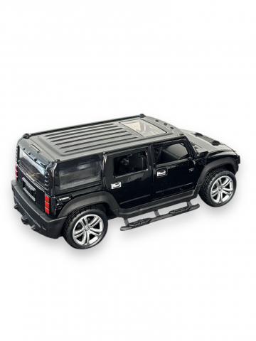 Macheta Hummer, din Metal, cu Lumini si Sunete realistice de Motor si Alarma, cu Functie Pull-Back, cu Functie de Deschidere a Usilor - Negru [3]