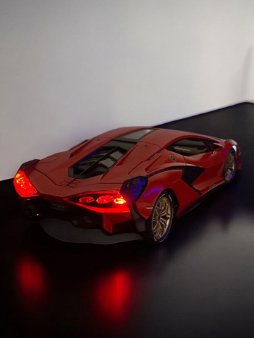 Macheta Lamborghini SIAN, 1:14, din Metal, cu Lumini si Sunete realistice de Motor si Alarma, cu Functie Pull-Back, cu Functie de Deschidere a Usilor - Rosu [12]