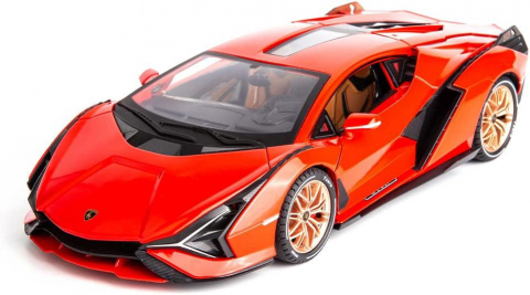 Macheta Lamborghini SIAN, 1:14, din Metal, cu Lumini si Sunete realistice de Motor si Alarma, cu Functie Pull-Back, cu Functie de Deschidere a Usilor - Rosu [6]