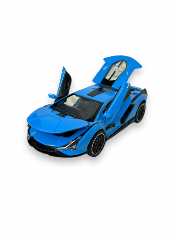 Macheta Lamborghini SIAN, Metal, Sunete de Motor si Lumini, Functii de Deschidere Usi si Pull-Back, Albastru, 15 cm [6]