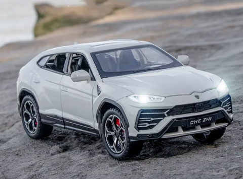 Automachete - Macheta Lamborghini Urus, Fum pe Baza de Apa, din Metal, cu Lumini si Sunete realistice de Motor si Alarma, cu Functie Pull-Back, cu Functie de Deschidere a Usilor