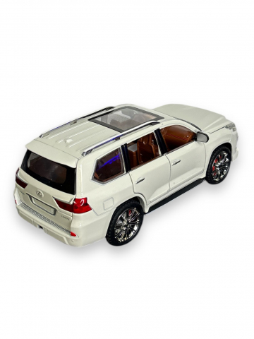 Macheta Lexus LX570, Fum pe Baza de Apa, din Metal, cu Lumini si Sunete realistice de Motor si Alarma, cu Functie Pull-Back, cu Functie de Deschidere a Usilor - Alb [2]