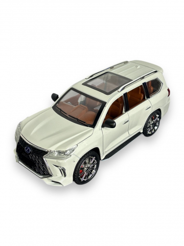 Macheta Lexus LX570, Fum pe Baza de Apa, din Metal, cu Lumini si Sunete realistice de Motor si Alarma, cu Functie Pull-Back, cu Functie de Deschidere a Usilor - Alb [1]