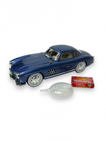 Macheta Mercedes-Benz 300 SL, Fum pe Baza de Apa, Sunete de Motor si Lumini, Functii de Deschidere Usi si Pull-Back, Albastru, 1:24 [4]