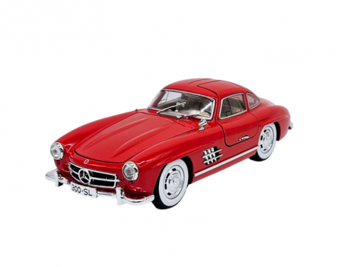 Macheta Mercedes-Benz 300 SL, Fum pe Baza de Apa, Sunete de Motor si Lumini, Functii de Deschidere Usi si Pull-Back, Rosu, 1:24 [0]