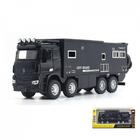 Macheta Mercedes-Benz Arocs Nomadism Navigator 8x8, Metal, Sunete de Motor si Lumini, Functii de Deschidere Usi si Pull-Back, Negru, 1:24 [4]