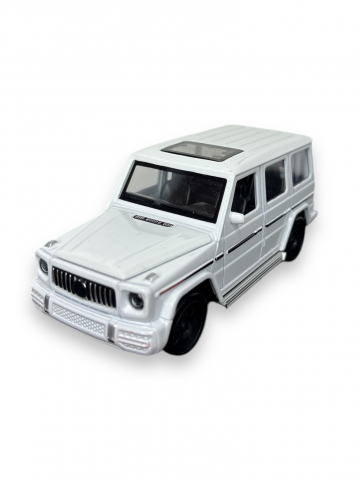 Macheta Mercedes-Benz G Class, din Metal, cu Lumini ( Faruri si Stopuri ) si Sunete realistice de Motor si Alarma, cu Functie Pull-Back, cu Functie de Deschidere a Usilor, Alb [0]