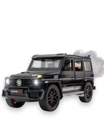 Automachete - Macheta Mercedes G-Class Brabus, Fum pe Baza de Apa, din Metal, cu Lumini si Sunete realistice de Motor si Alarma, cu Functie Pull-Back, cu Functie de Deschidere a Usilor si de Viraj - Negru
