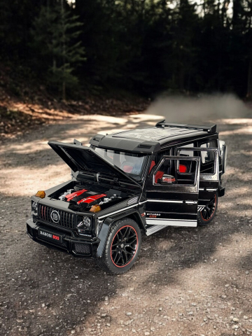 Macheta Mercedes G-Class Brabus, Fum pe Baza de Apa, din Metal, cu Lumini si Sunete realistice de Motor si Alarma, cu Functie Pull-Back, cu Functie de Deschidere a Usilor si de Viraj - Negru [7]