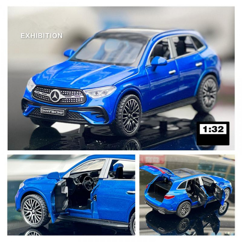 Macheta Mercedes GLC 400, din Metal, cu Faruri si Stopuri care Lumineaza, Sunete realistice de Motor si Alarma, cu Functie Pull-Back, cu Functie de Deschidere a Usilor - Albastru [1]