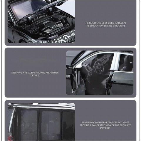 Macheta Mercedes GLC 400, din Metal, cu Faruri si Stopuri care Lumineaza, Sunete realistice de Motor si Alarma, cu Functie Pull-Back, cu Functie de Deschidere a Usilor - Albastru [5]