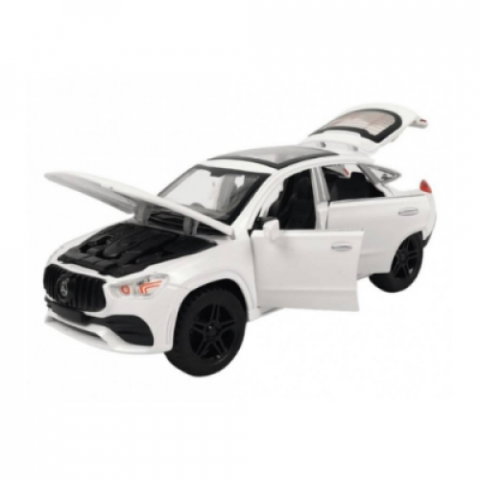 Macheta Mercedes-GLE AMG G53 din Metal, Cu Lumini si Sunete de Motor, Functii de Deschidere Usi si Push&Go, Alb, 17 cm [4]