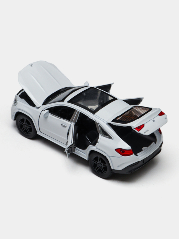 Macheta Mercedes-GLE AMG G53 din Metal, Cu Lumini si Sunete de Motor, Functii de Deschidere Usi si Push&Go, Alb, 17 cm [2]
