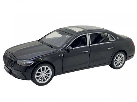 Automachete - Macheta Mercedes-Maybach, Metal, Sunete de Motor si Lumini, Functii de Deschidere Usi si Pull-Back,15 cm, Negru