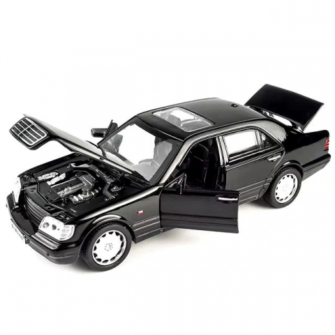 Macheta Mercedes S600 w140, din Metal, cu Lumini si Sunete realistice de Motor si Alarma, cu Functie Pull-Back, cu Functie de Deschidere a Usilor - Negru [0]