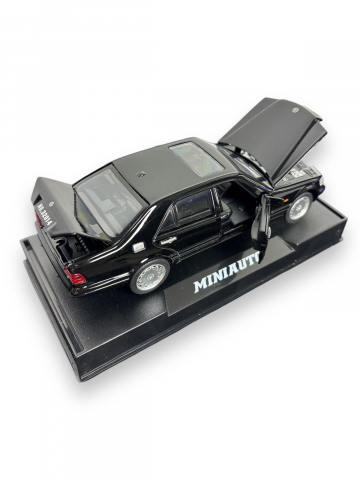 Macheta Mercedes S600 w140, din Metal, cu Lumini si Sunete realistice de Motor si Alarma, cu Functie Pull-Back, cu Functie de Deschidere a Usilor - Negru [3]