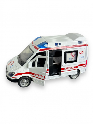 Macheta Mercedes Sprinter, Ambulanta, din Metal, cu Lumini si Sunete realistice de Motor si Alarma, cu Functie Pull-Back, cu Functie de Deschidere a Usilor [4]