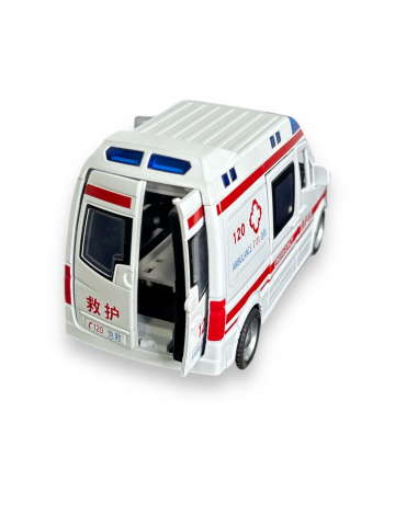 Macheta Mercedes Sprinter, Ambulanta, din Metal, cu Lumini si Sunete realistice de Motor si Alarma, cu Functie Pull-Back, cu Functie de Deschidere a Usilor [7]