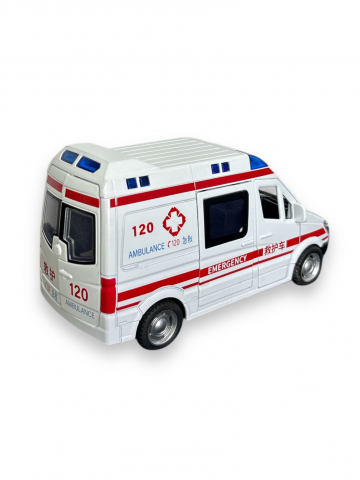 Macheta Mercedes Sprinter, Ambulanta, din Metal, cu Lumini si Sunete realistice de Motor si Alarma, cu Functie Pull-Back, cu Functie de Deschidere a Usilor [5]