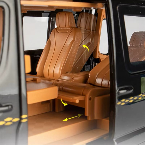 Macheta Mercedes Sprinter, din Metal, cu Lumini si Sunete realistice de Motor si Alarma, cu Functie Pull-Back, cu Functie de Deschidere a Usilor - Negru [22]