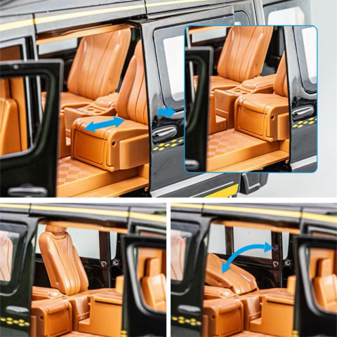 Macheta Mercedes Sprinter, din Metal, cu Lumini si Sunete realistice de Motor si Alarma, cu Functie Pull-Back, cu Functie de Deschidere a Usilor - Negru [19]