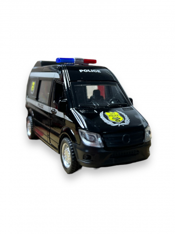Macheta Mercedes Sprinter, Duba de Politie, Metal, Negru, 15 cm [2]