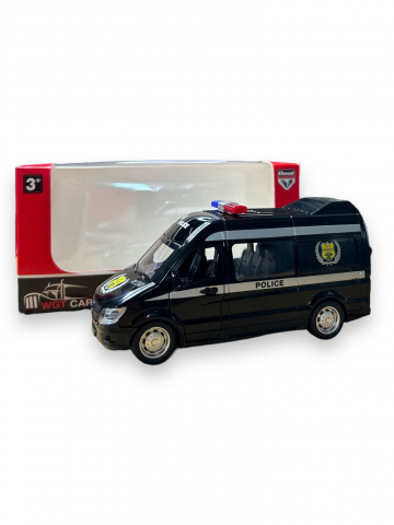 Macheta Mercedes Sprinter, Duba de Politie, Metal, Negru, 15 cm [3]