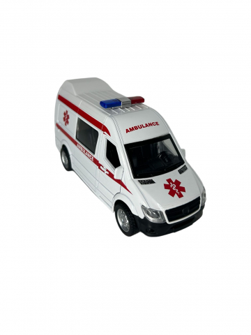Macheta Mercedes Sprinter, Masina de Ambulanta, Metal, Alb, 15 cm [3]