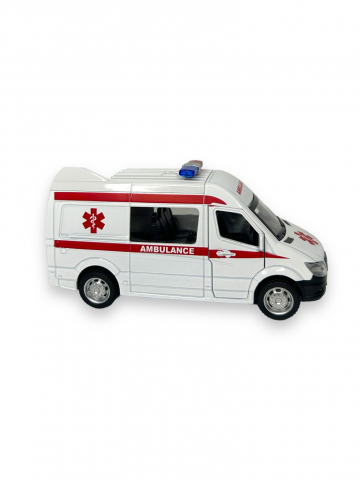 Macheta Mercedes Sprinter, Masina de Ambulanta, Metal, Alb, 15 cm [4]