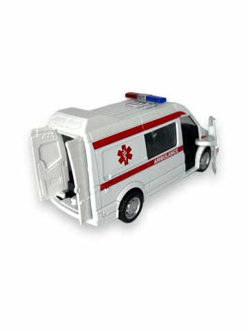 Macheta Mercedes Sprinter, Masina de Ambulanta, Metal, Alb, 15 cm [5]