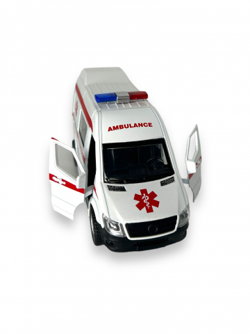 Macheta Mercedes Sprinter, Masina de Ambulanta, Metal, Alb, 15 cm [0]