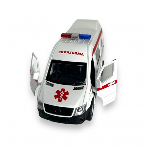Macheta Mercedes Sprinter, Masina de Ambulanta, Metal, Alb, 15 cm [1]