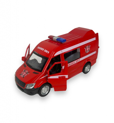 Automachete - Macheta Mercedes Sprinter, Masina de Pompieri, Metal, Rosu, 15 cm