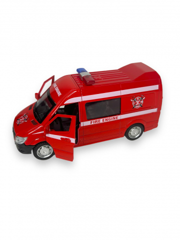 Macheta Mercedes Sprinter, Masina de Pompieri, Metal, Rosu, 15 cm [4]