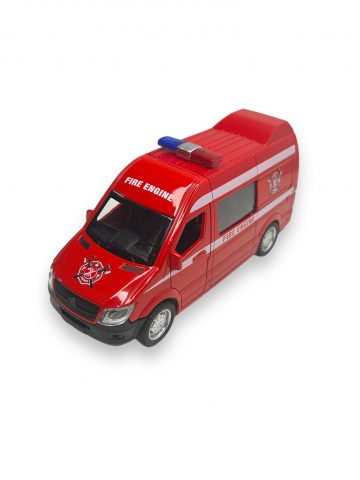 Macheta Mercedes Sprinter, Masina de Pompieri, Metal, Rosu, 15 cm [3]