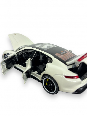 Macheta Porche Taycan, din Metal, cu Lumini si Sunete realistice de Motor si Alarma, cu Functie Pull-Back, cu Functie de Deschidere a Usilor - Crem [2]