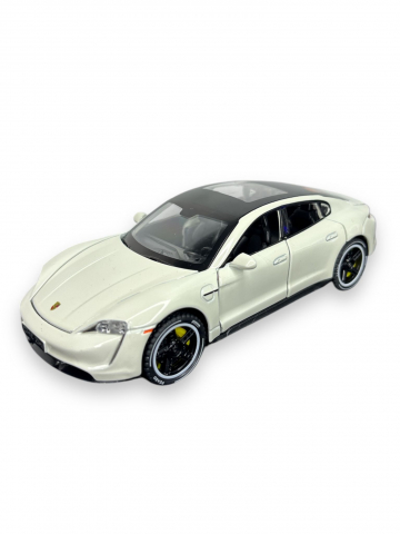 Macheta Porche Taycan, din Metal, cu Lumini si Sunete realistice de Motor si Alarma, cu Functie Pull-Back, cu Functie de Deschidere a Usilor - Crem [0]