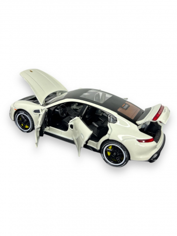 Macheta Porche Taycan, din Metal, cu Lumini si Sunete realistice de Motor si Alarma, cu Functie Pull-Back, cu Functie de Deschidere a Usilor - Crem [3]