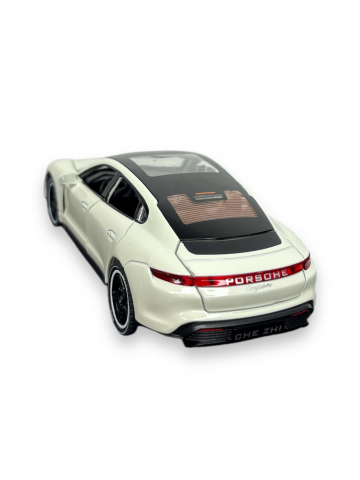 Macheta Porche Taycan, din Metal, cu Lumini si Sunete realistice de Motor si Alarma, cu Functie Pull-Back, cu Functie de Deschidere a Usilor - Crem [11]