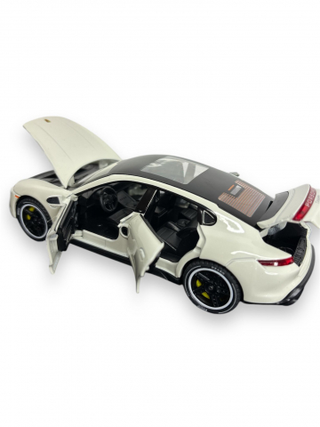 Macheta Porche Taycan, din Metal, cu Lumini si Sunete realistice de Motor si Alarma, cu Functie Pull-Back, cu Functie de Deschidere a Usilor - Crem [7]