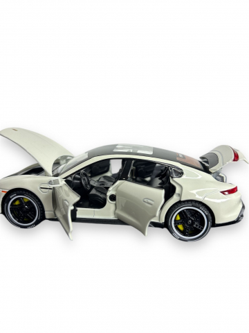 Macheta Porche Taycan, din Metal, cu Lumini si Sunete realistice de Motor si Alarma, cu Functie Pull-Back, cu Functie de Deschidere a Usilor - Crem [6]