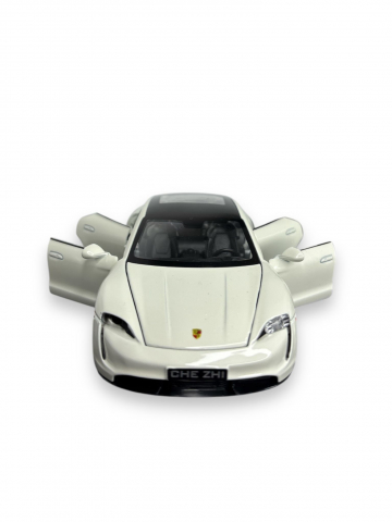 Macheta Porche Taycan, din Metal, cu Lumini si Sunete realistice de Motor si Alarma, cu Functie Pull-Back, cu Functie de Deschidere a Usilor - Crem [10]