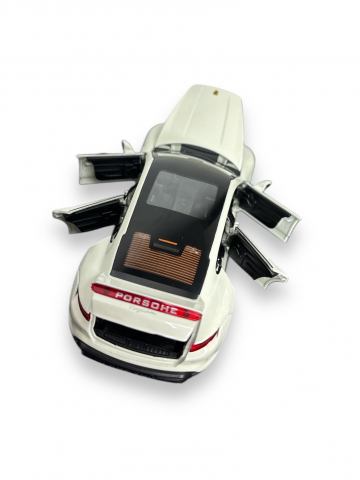 Macheta Porche Taycan, din Metal, cu Lumini si Sunete realistice de Motor si Alarma, cu Functie Pull-Back, cu Functie de Deschidere a Usilor - Crem [1]