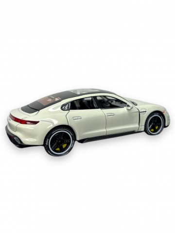 Macheta Porche Taycan, din Metal, cu Lumini si Sunete realistice de Motor si Alarma, cu Functie Pull-Back, cu Functie de Deschidere a Usilor - Crem [12]