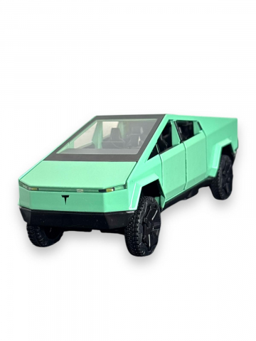 Macheta Tesla Cybertruck, Faruri si Stopuri Luminoase, din Metal, cu Lumini si Sunete realistice de Motor si Alarma, Volan Functional, cu Functie Pull-Back, cu Functie de Deschidere a Usilor - Verde [10]